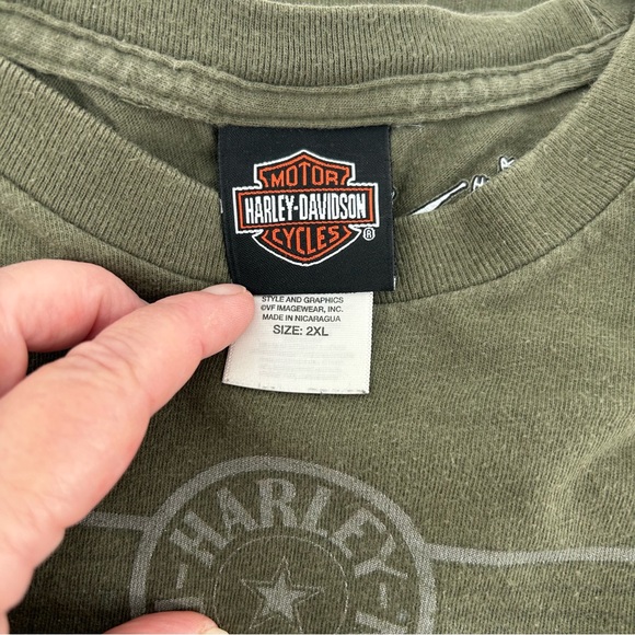 Harley Davidson T-Shirt Men's 2XL Army Green Graphic Pin-Up Daytona Beach, FL - Picture 5 of 9
